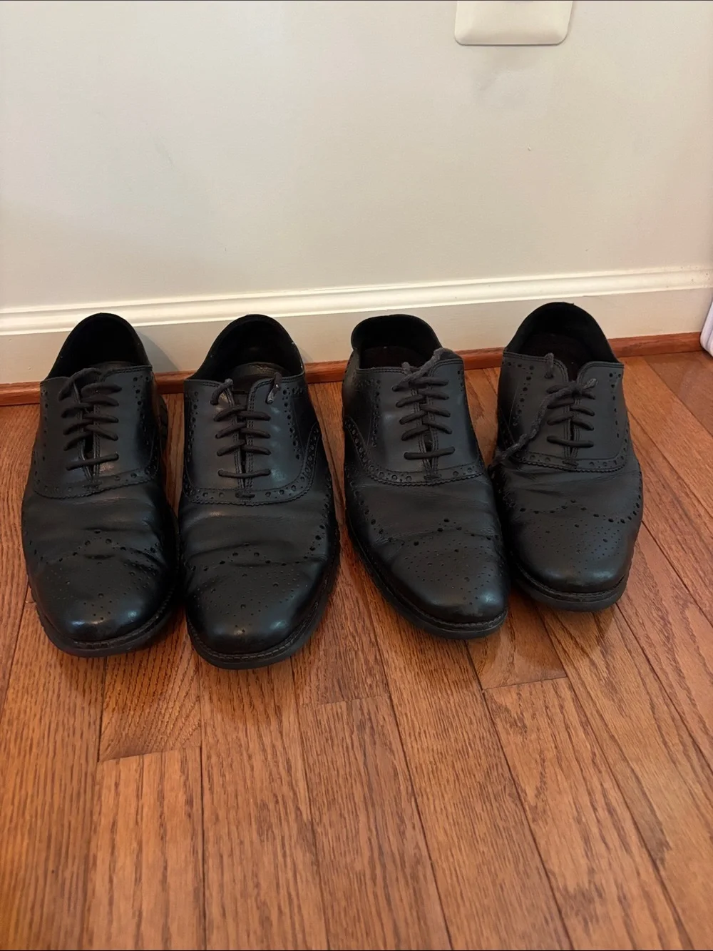 Cole Haan Black Leather Wingtip Derby Shoes - Pair